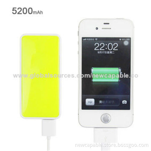 Colorful Designed Power Bank, 5,200mAh Capacity, 5V DC/0.8A Input